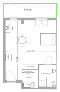 plan de l'appartement T1bis(2)